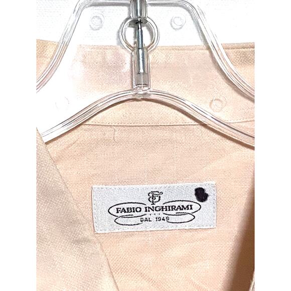 Fabio Inghirami Button Dress Shirt Light Pink Mens 16 41 Cotton Made in Italy - Picture 4 of 7